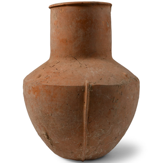 Large Luristan Ribbed Terracotta Storage Vessel