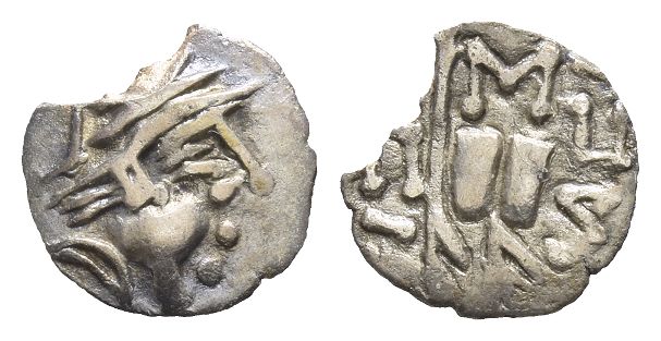 Da Yuezhi Rulers of Baktria, Imitative of Eukratides I AR Obol.