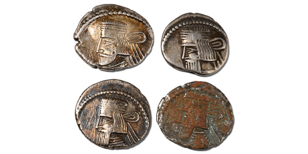 Group of Four [4] AR Parthian Drachms.