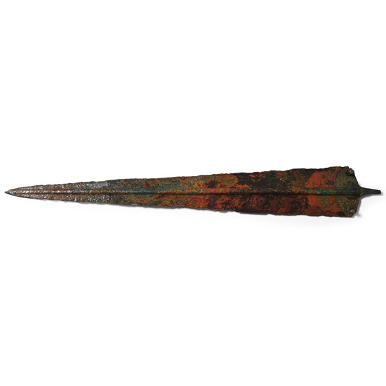Greek Bronze Tanged and Rivetted Spearhead