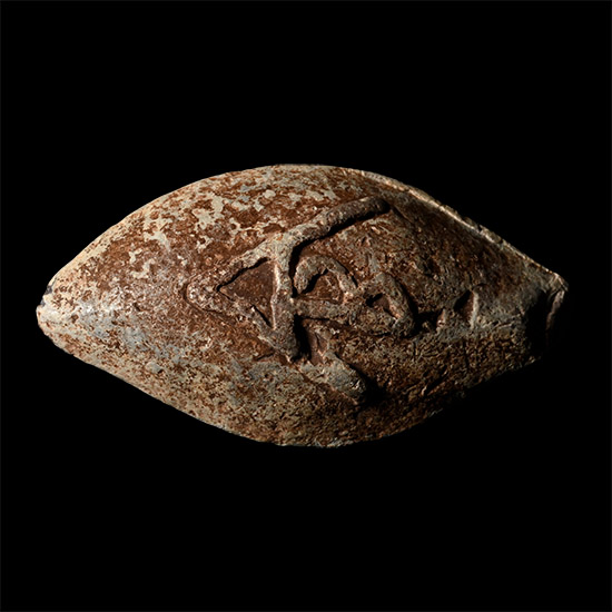 Greek Lead Slingshot of Alexander the Great, Celebrating him as Invincible