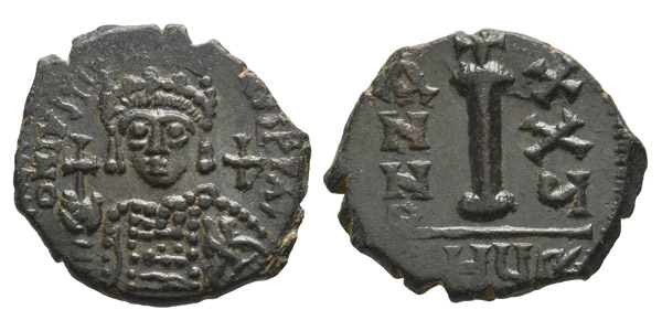 Justinian I AE 10 Nummi or Decanummium.