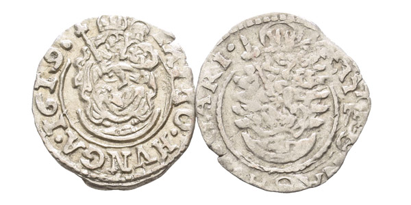 Group of Two [2] Hungary, Matthias II AR Denier.