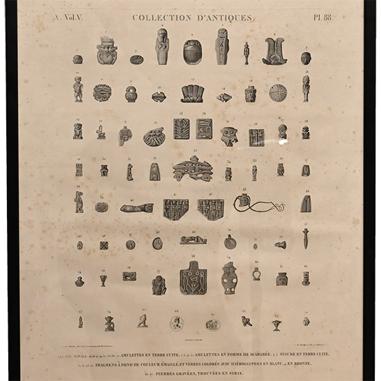 Large Framed Book Plate with Egyptian Amulets