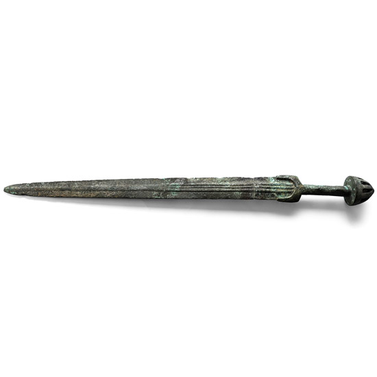 Luristan Bronze Long Sword with Double-Edged Blade and Domed Pommel