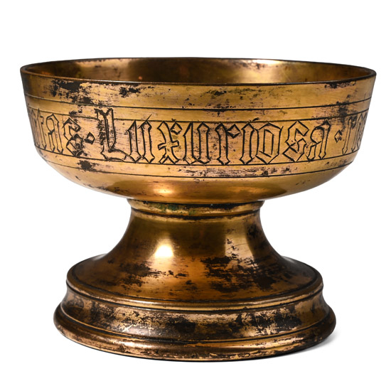 Post Medieval Gilt Bronze Chalice with Biblical Proverb in Latin