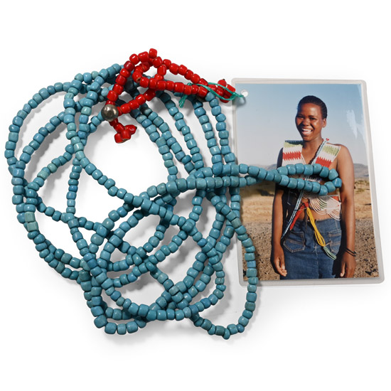 Zulu Mans Beaded Necklace and Photograph of an Unknown Zulu Woman, a Descendant of the Owner, Wearing It