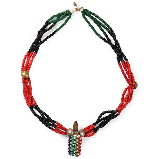 Zulu Mans Glass Bead Snuff Bottle Necklace