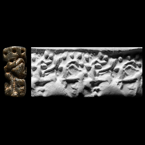 Neo-Assyrian Steatite Cylinder Seal with Capricorns