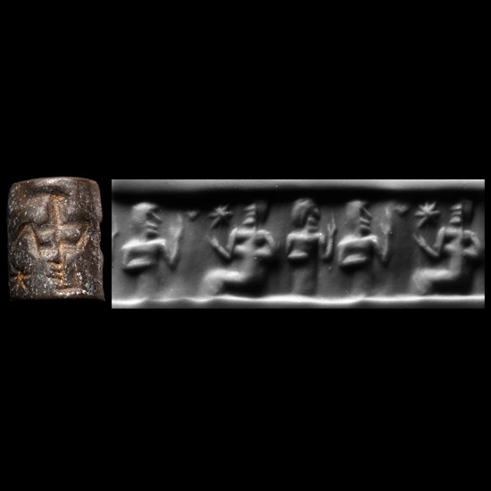 Syrian Haematite Cylinder Seal with Deity