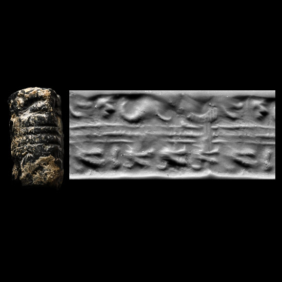 Syrian Haematite Cylinder Seal with Birds