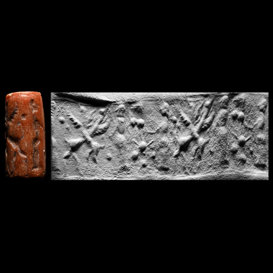 Middle Assyrian Red Coral Cylinder Seal