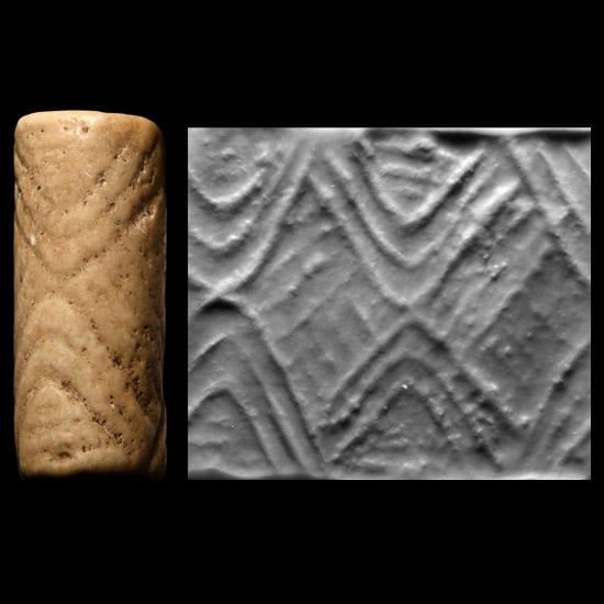 Large Jemdet Nasr Type Cream Stone Geometric Cylinder Seal