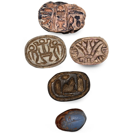 Egyptian Stone and Faience Scarab Group