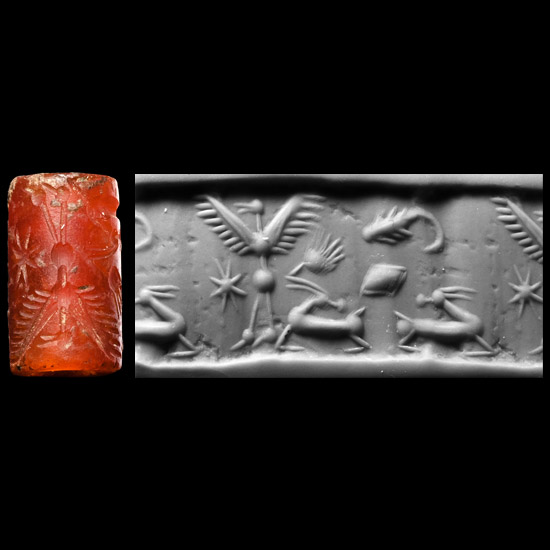 Western Asiatic Carnelian Cylinder Seal with Animals