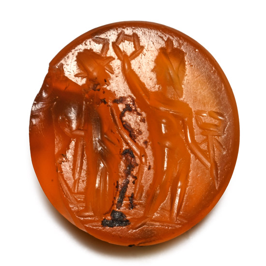 Roman Carnelian Gemstone with Minerva and Mercury