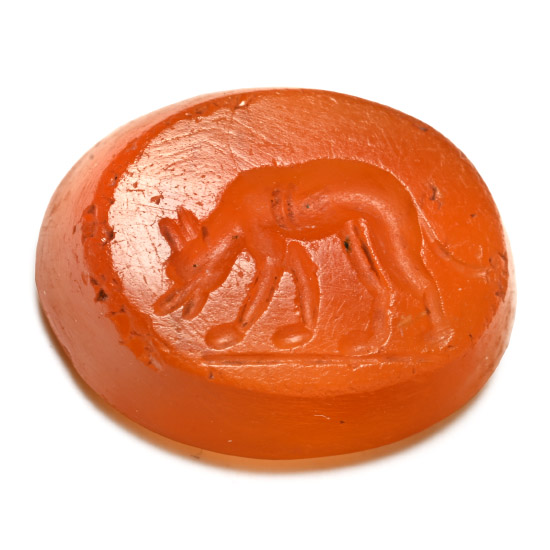 Roman Carnelian Gemstone with Wolf