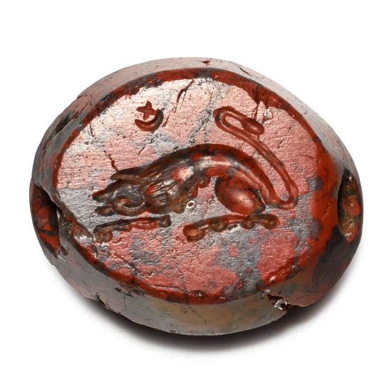 Greek Red Variegated Gemstone with Lioness
