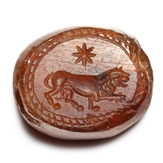 Eastern Greek Variegated Agate Gemstone with Lion