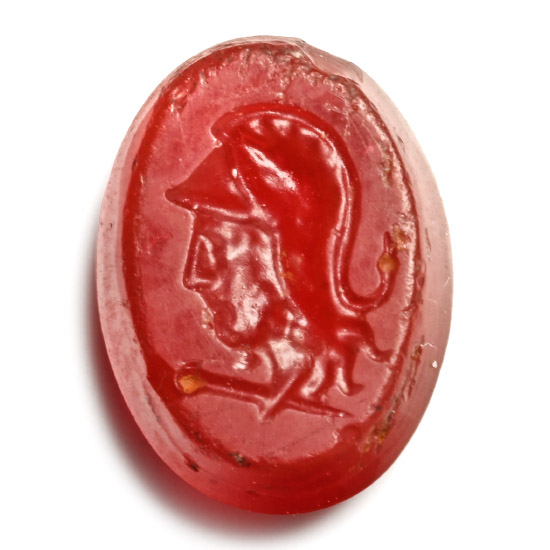Roman Carnelian Gemstone with Bust of Minerva