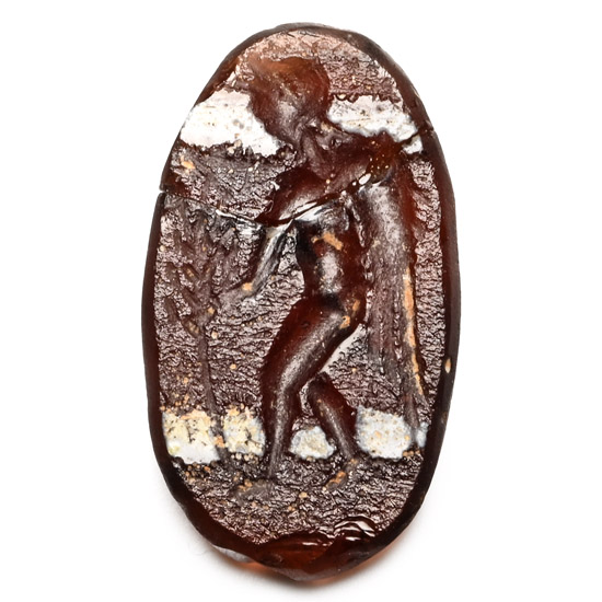 Roman Glass Gemstone with Winged Figure of Eros
