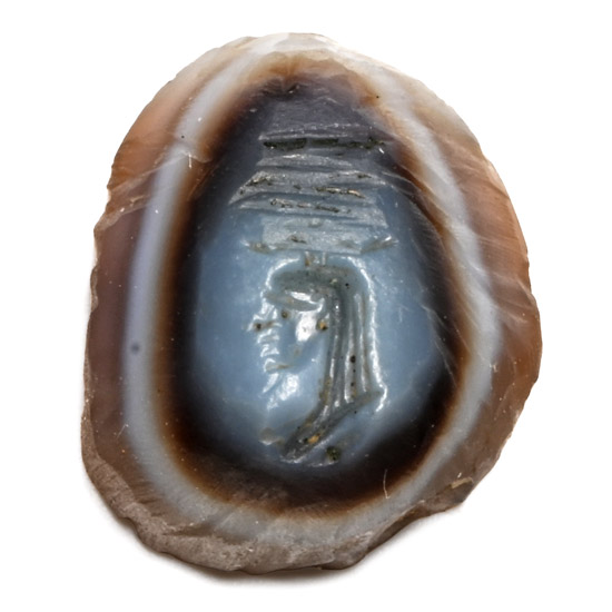 Roman Banded Agate Gemstone with Head of a Goddesss