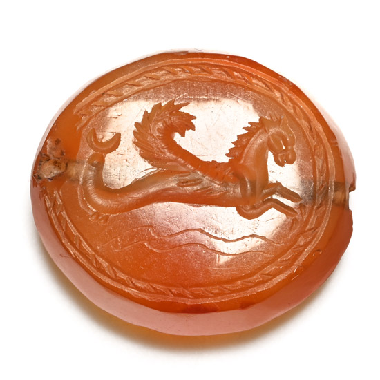 Greek Carnelian Gemstone with Hippocamp
