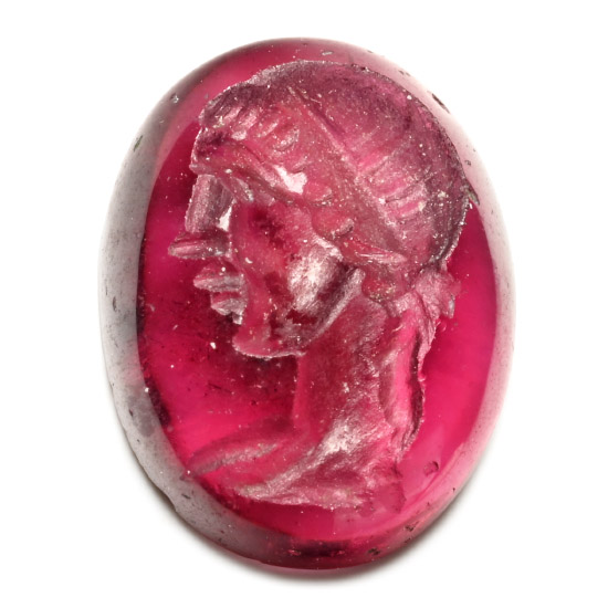 Roman Garnet Gemstone with Bearded Portrait