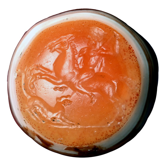 Greek Carnelian Onyx Gemstone with Horseman
