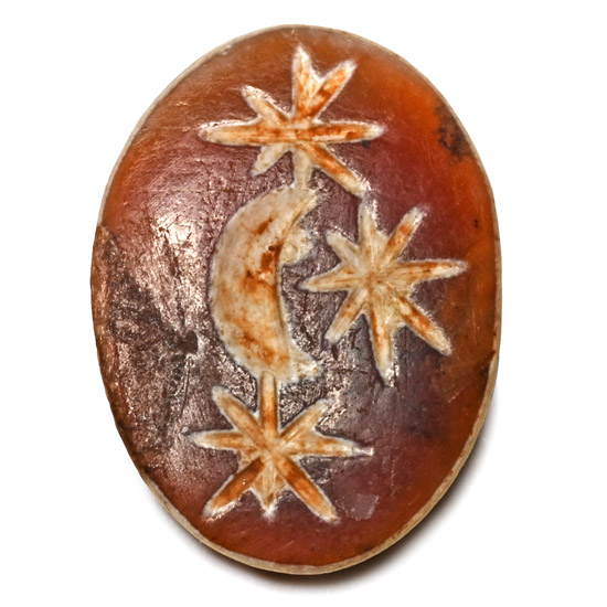Roman Carnelian Gemstone with Moon and Stars