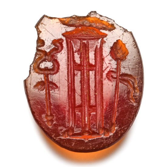 Roman Carnelian Gemstone with Pillar and Sceptres