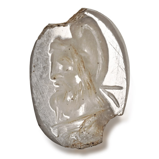 Roman Chalcedony Gemstone with Bearded Bust