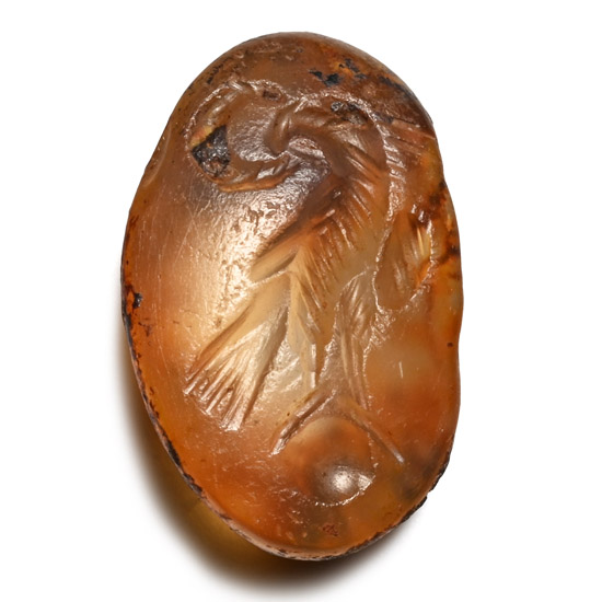 Roman Agate Gemstone with Bird Holding Victory Wreath