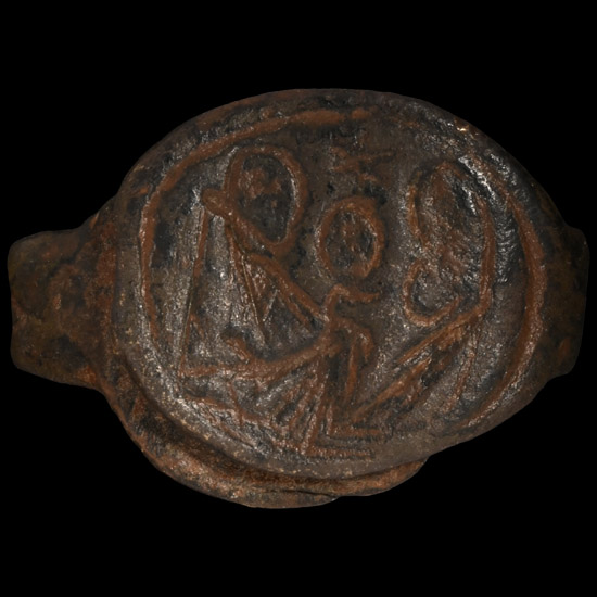 Byzantine Bronze Ring with Nativity Scene