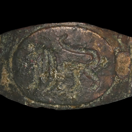Roman Bronze Ring with Walking Lion