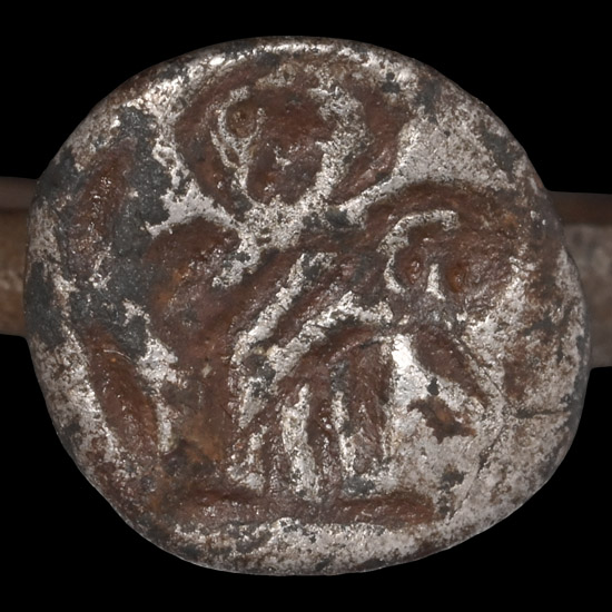 Byzantine Silver Ring with Mary and Child