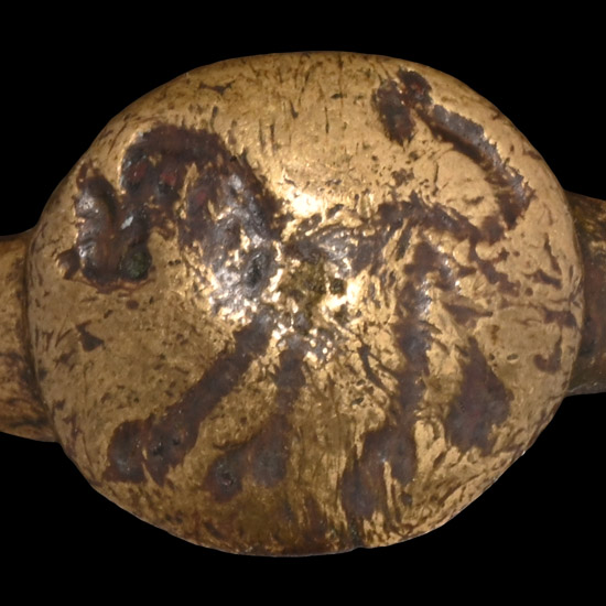 Medieval Bronze Ring with Standing Lion