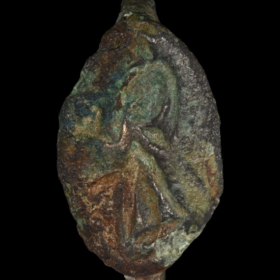 Greek Bronze Ring with Standing Figure