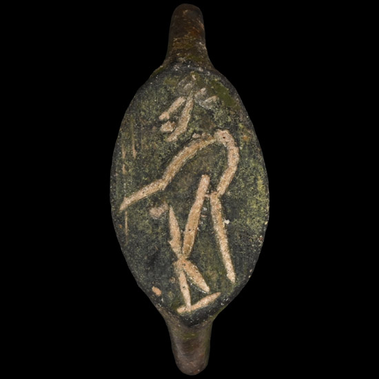 Greek Bronze Ring with Standing Figure