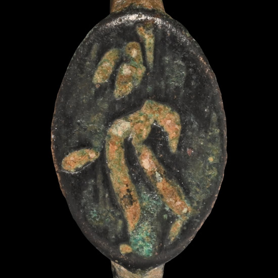 Greek Bronze Ring with Standing Figure