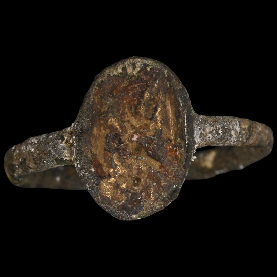 Byzantine Bronze Ring with Saint