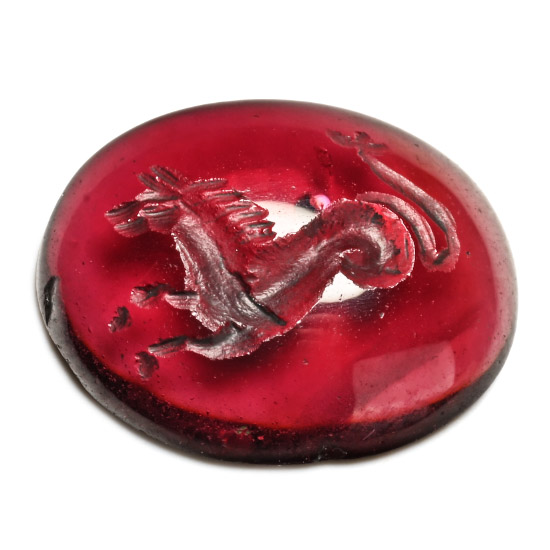 Roman Garnet Gemstone with Hippocamp