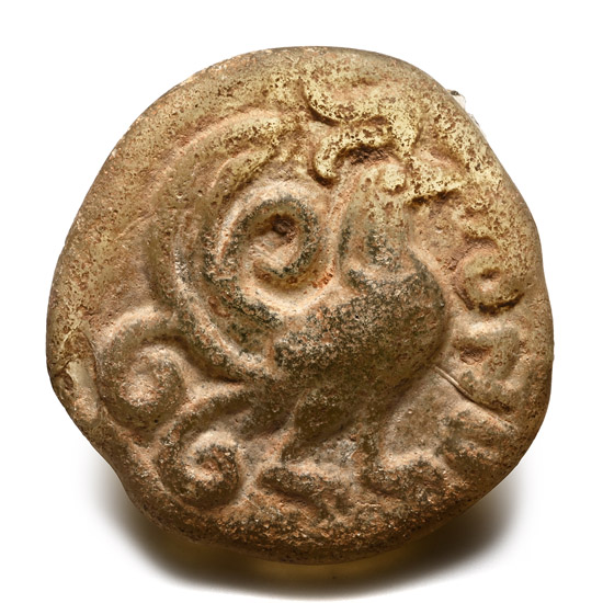 Eastern Roman Glass Roundel with Peacock