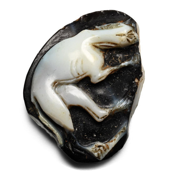 Roman Agate Cameo with Sleeping Hound