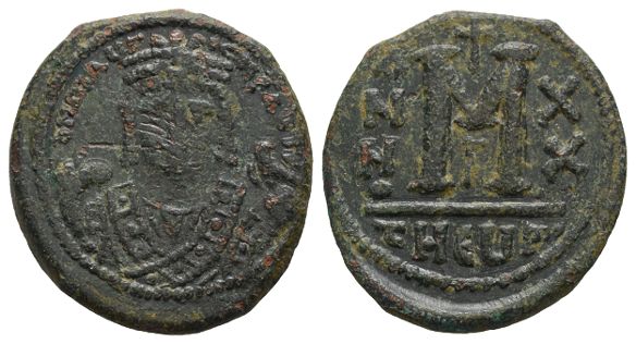 Maurice Tiberius AE 40 Nummi or Follis.