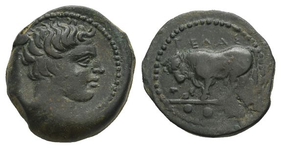 Sicily, Gela AE Tetras or Trionkion.
