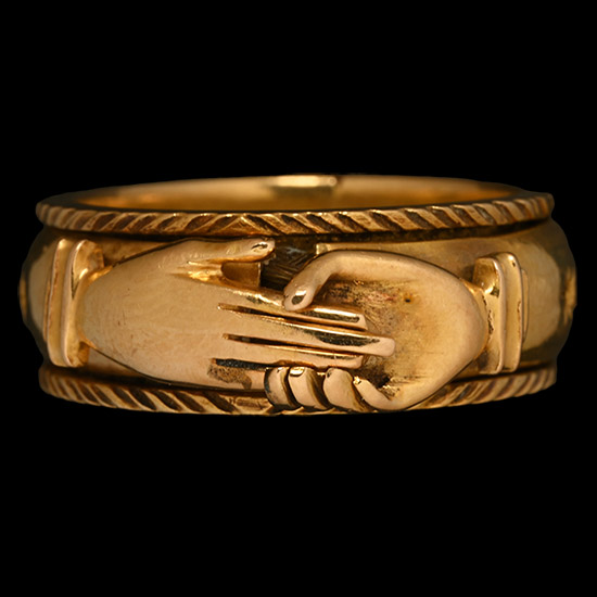 Georgian Gold Mourning Ring with Opening Clasped Hands