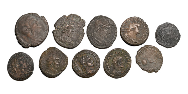 Group of Ten [10] Late Roman AE Coins.