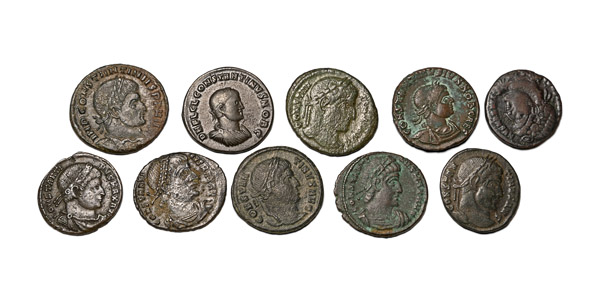 Group of Ten [10] Late Roman AE Coins.