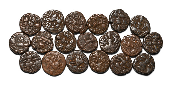 India. Group of Nineteen [19] AE Coins.